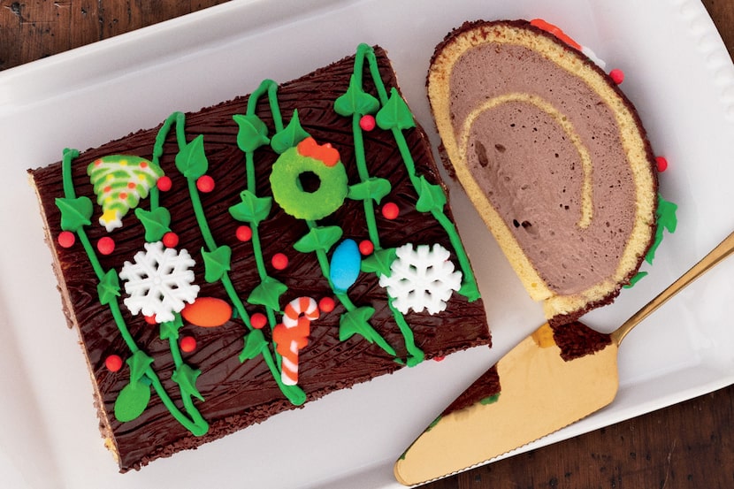 La Madeleine's holiday bakery items include Buche de Noel ($6.49 per slice, $49.99 for a...