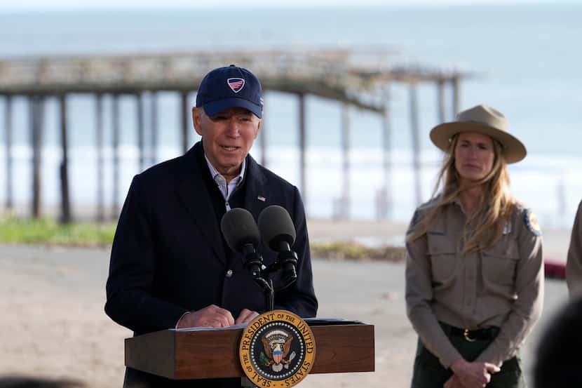 President Joe Biden speaks at Seacliff State Park in Aptos, Calif., Thursday, Jan 19, 2023....