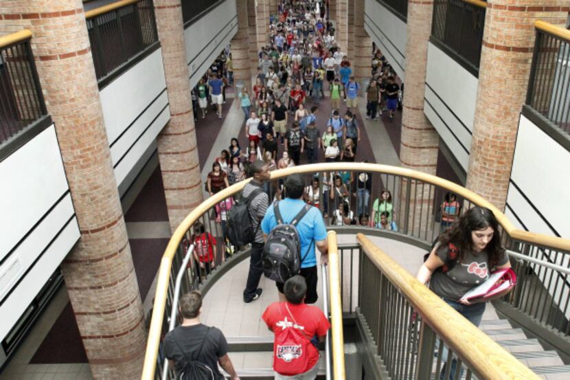 Students file through the halls of Allen High School in this file photo. Students have the...