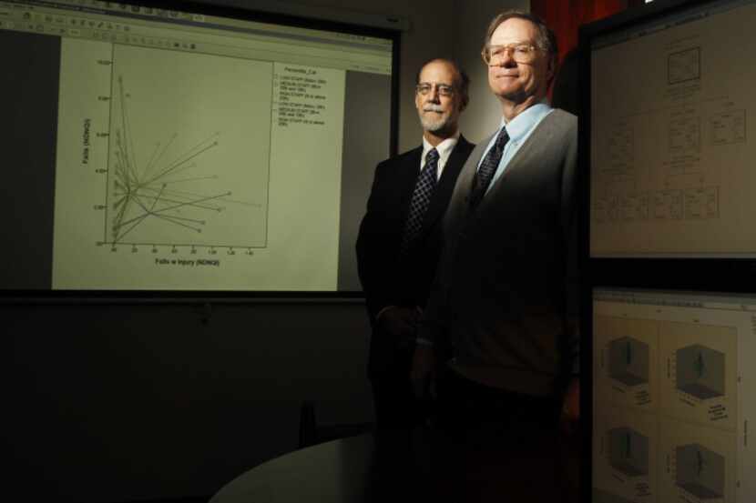 Baylor Health Care System's Dr. Don Kennerly (left) and Richard Gilder describe their data...