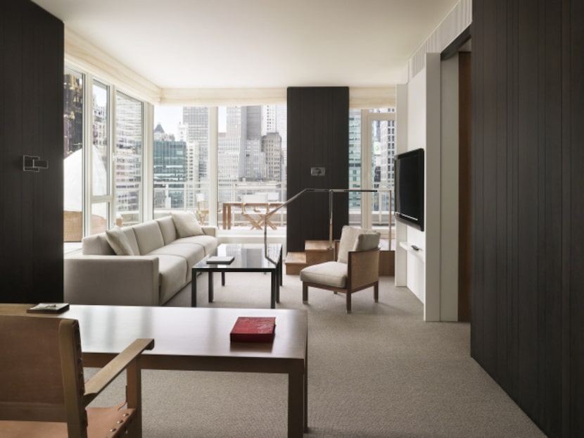 The Andaz 5th Avenue boasts spacious loft-style guestrooms with floor-to-ceiling windows.