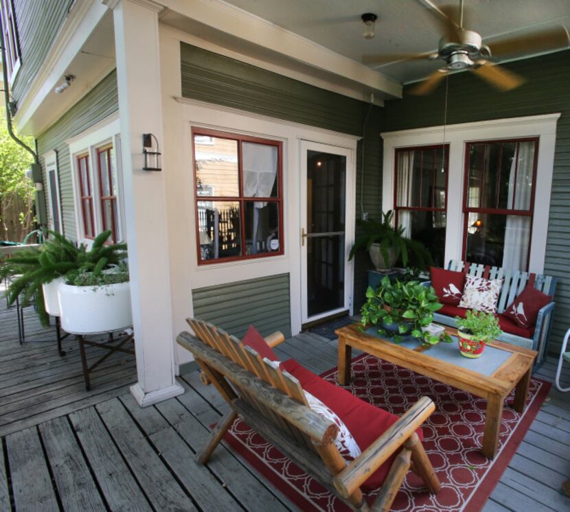 The back porch of Jackie and Doug Sweat's home on Junius Street in Munger Place  on Tuesday,...