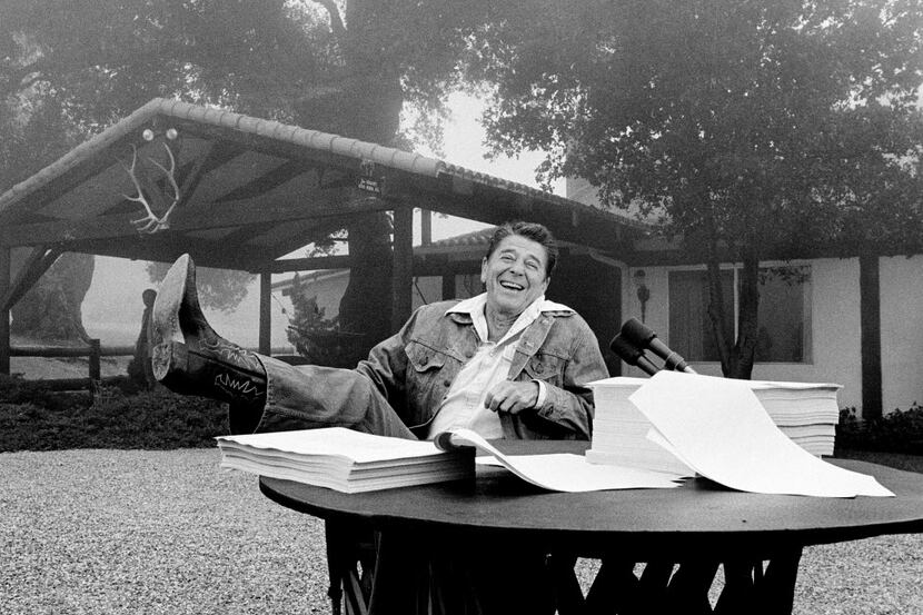 President Ronald Reagan signed his tax bill into law at his California vacation home, Rancho...