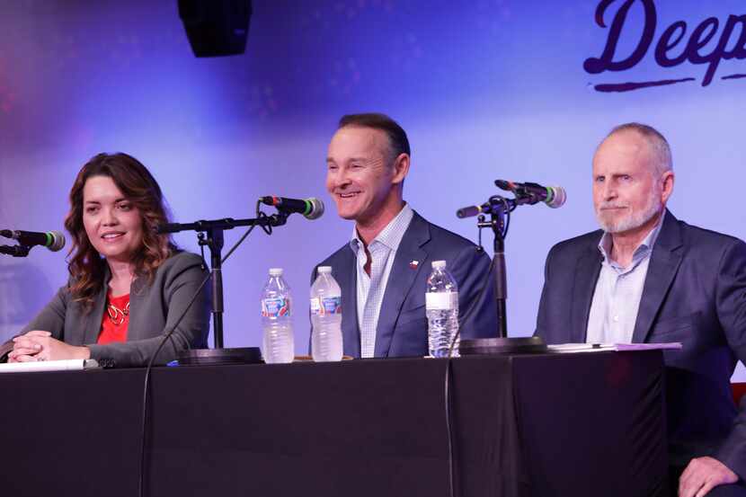 Joanna Cattanach (from left), Shawn Terry and Tom Ervin participate in a debate at Deep...