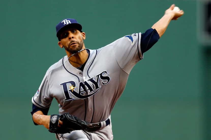 BOSTON, MA - OCTOBER 05:  David Price #14 of the Tampa Bay Rays pitches against the Boston...