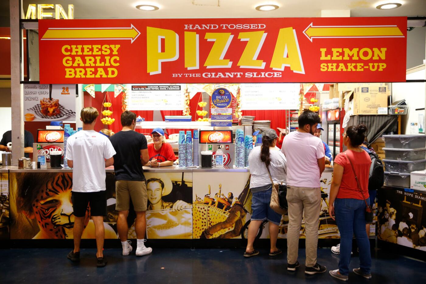 Hand Tossed Pizza by the Giant Slice is in the Tower Building Food Court.