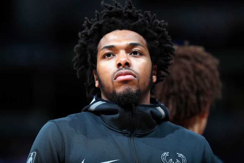 FILE - In this April 1, 2018, file photo, Milwaukee Bucks guard Sterling Brown is seen...