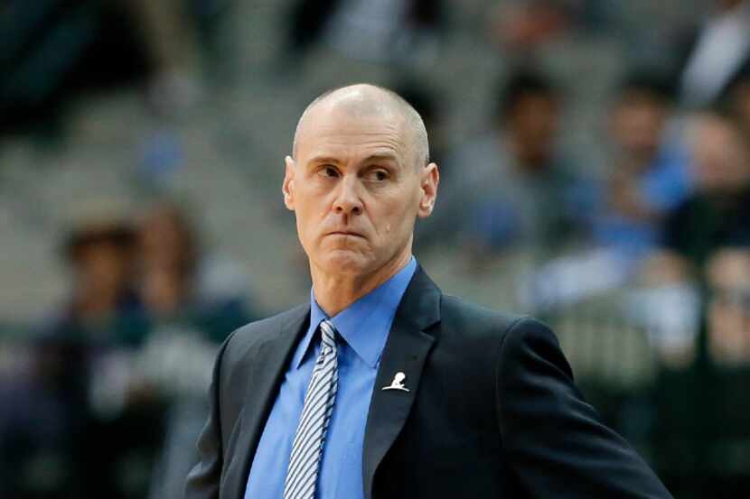 Dallas Mavericks head coach Rick Carlisle stands by the bench in the second half of an NBA...