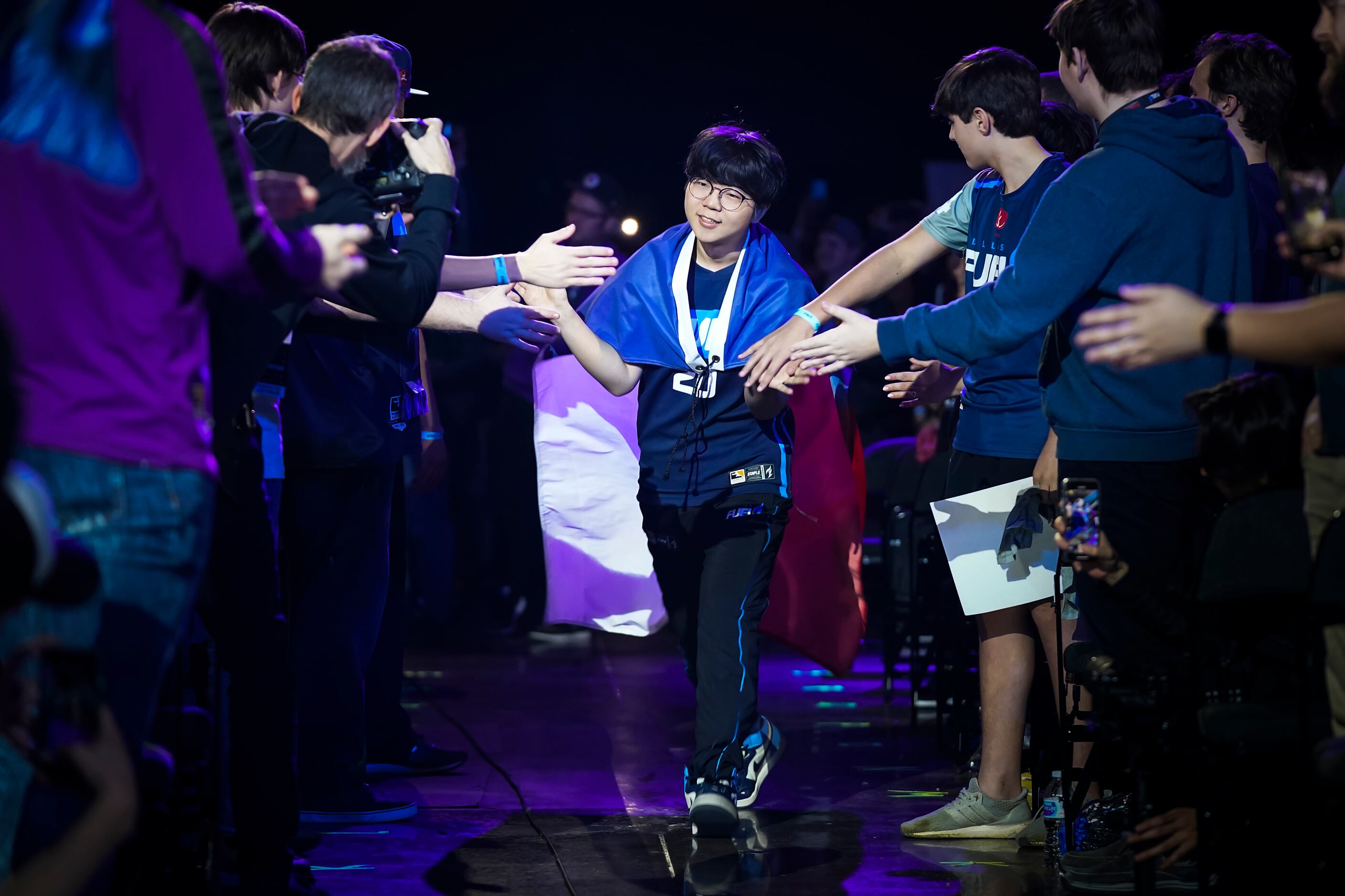 Kim "DoHa" Dong-ha of the Dallas Fuel is introduced before the start of a Overwatch League...