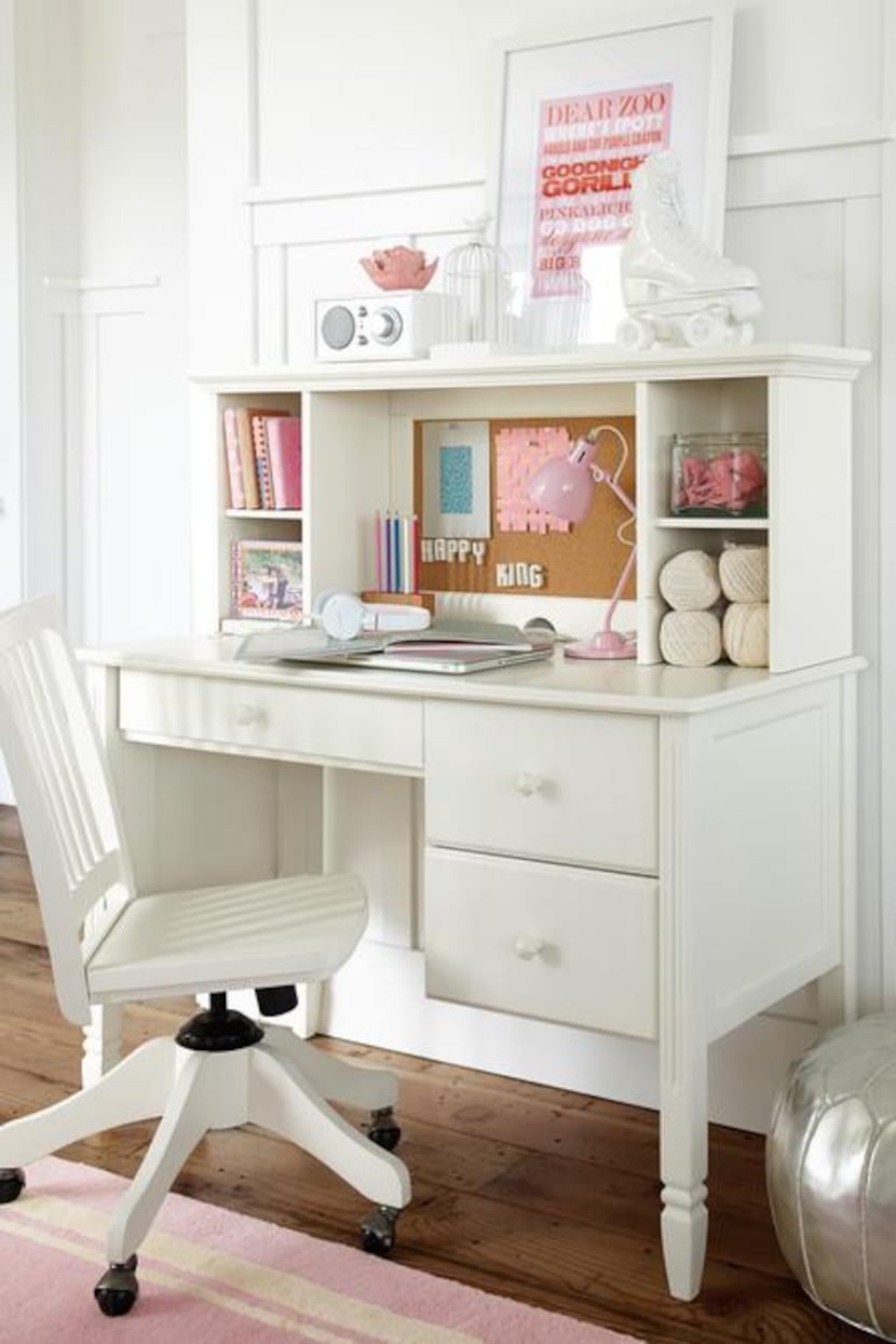 
The Madeleine storage desk and hutch has a keyboard drawer and two roomy side drawers. Sold...