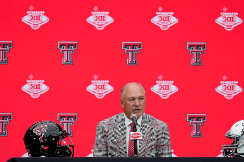 Texas Tech head coach Joey McGuire speaks during the Big 12 NCAA college football media days...