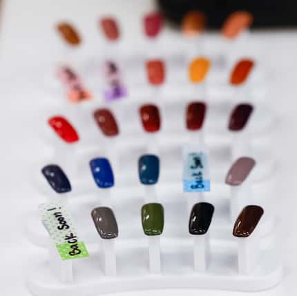 Display of nail polish colors at Clockwork robot manicures on at the Medallion Center Target...