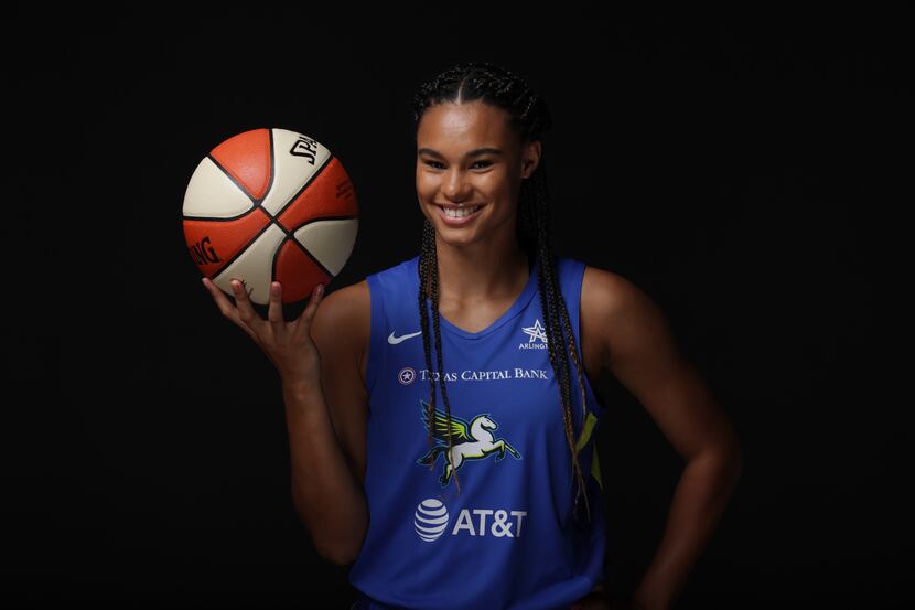 Satou Sabally #0 of the Dallas Wings poses for a portrait during Media Day on July 16, 2020...