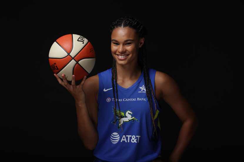 BRADENTON - JULY 16:  Satou Sabally #0 of the Dallas Wings poses for a portrait during Media...