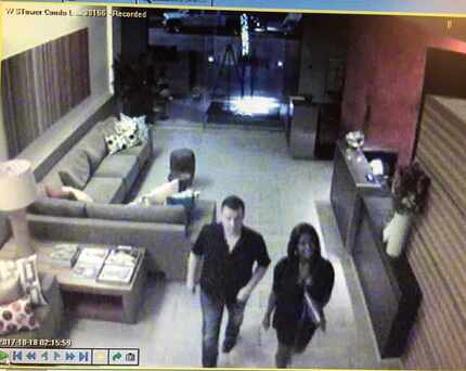 Surveillance video shared by King on Facebook shows him walking into The W with a woman he...