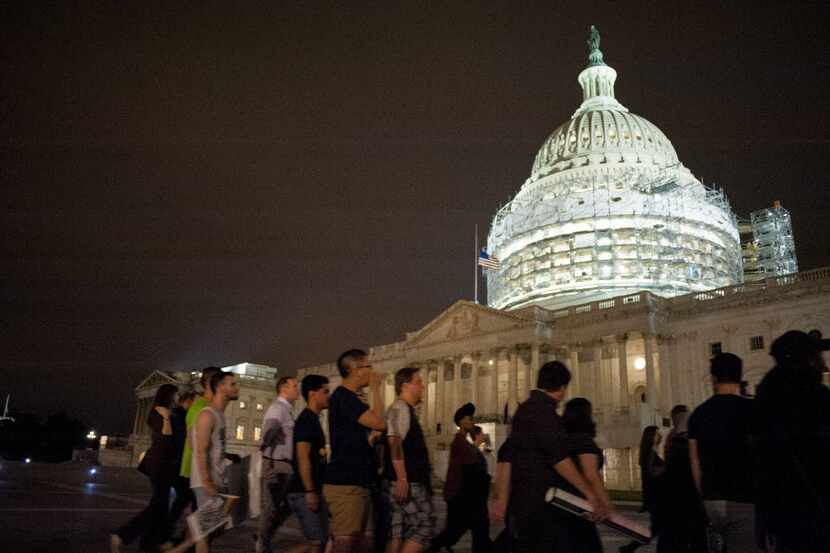 WASHINGTON, DC - JUNE 15:  Anti-gun activists march to the U.S. Capitol as Senator Chris...