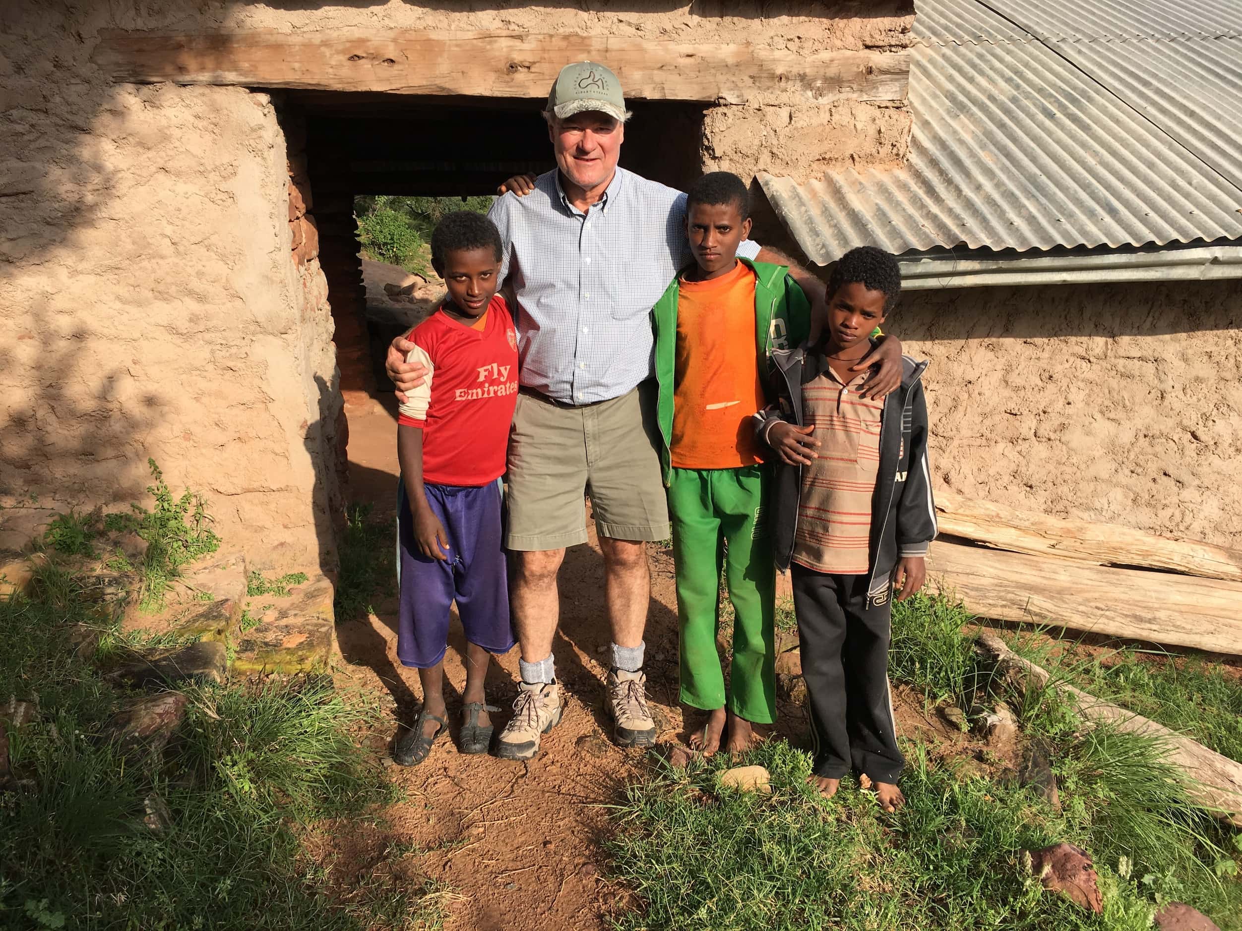 Trevor Rees-Jones taken in 2019 with children in rural Ethiopia. The Rees-Jones Foundation...