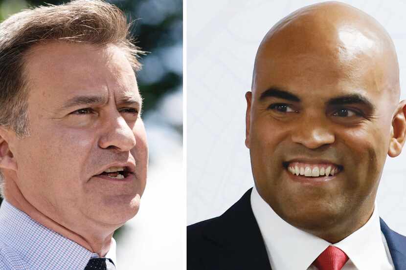 State Sen. Roland Gutierrez , left, is vying with U.S. Rep. Colin Allred for the Texas...