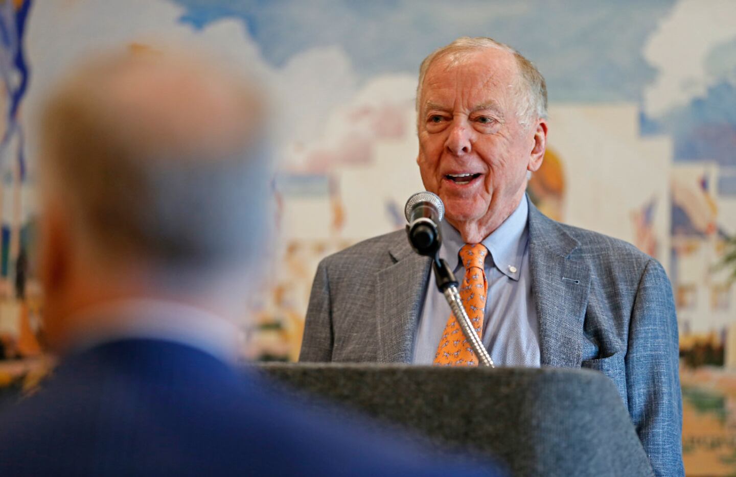 T. Boone Pickens speaks during a dedication ceremony at T. Boone Pickens Hospice and...