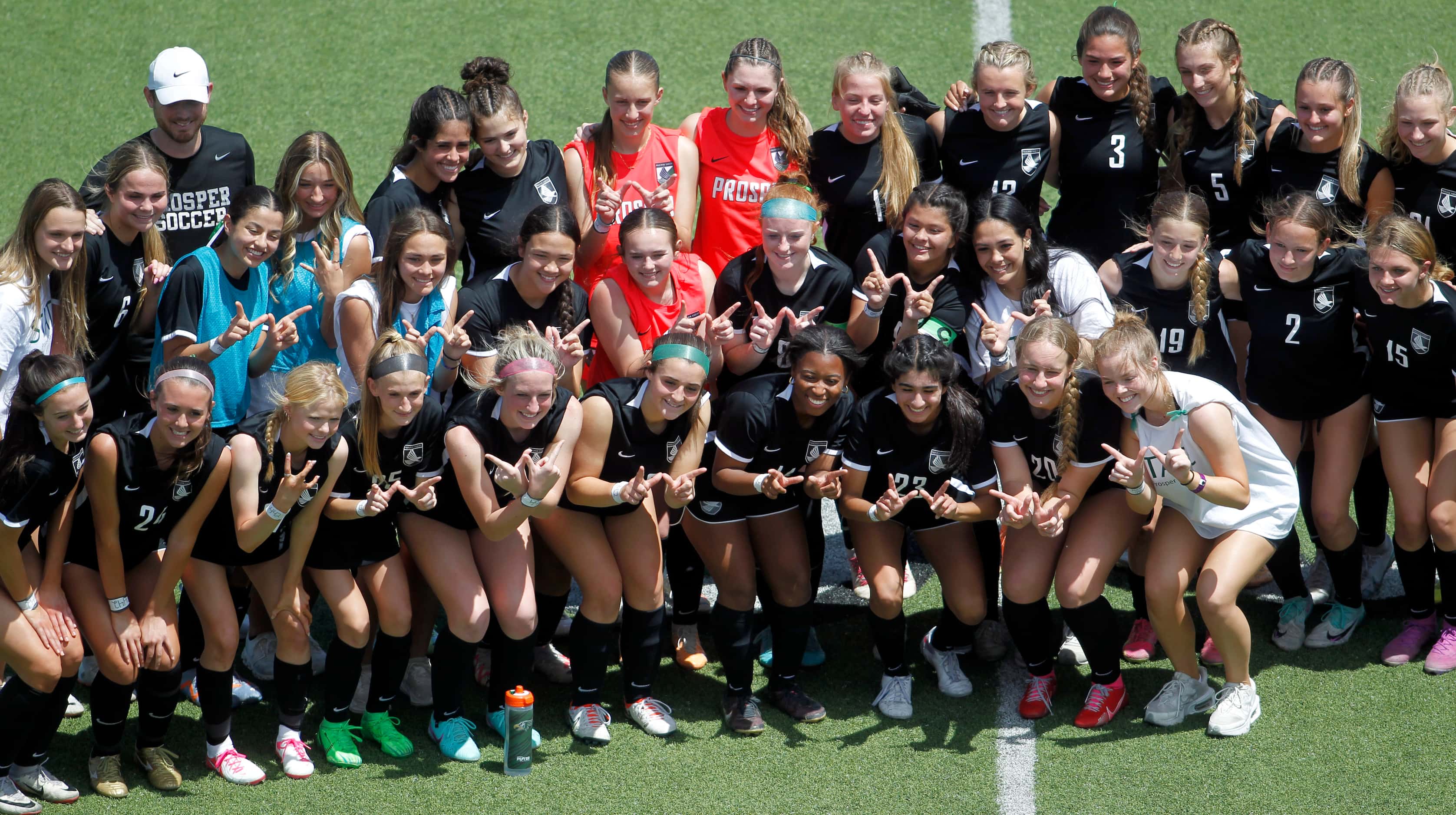  Prosper players pose for a photo following their 3-0 victory over Katy Seven Lakes to...