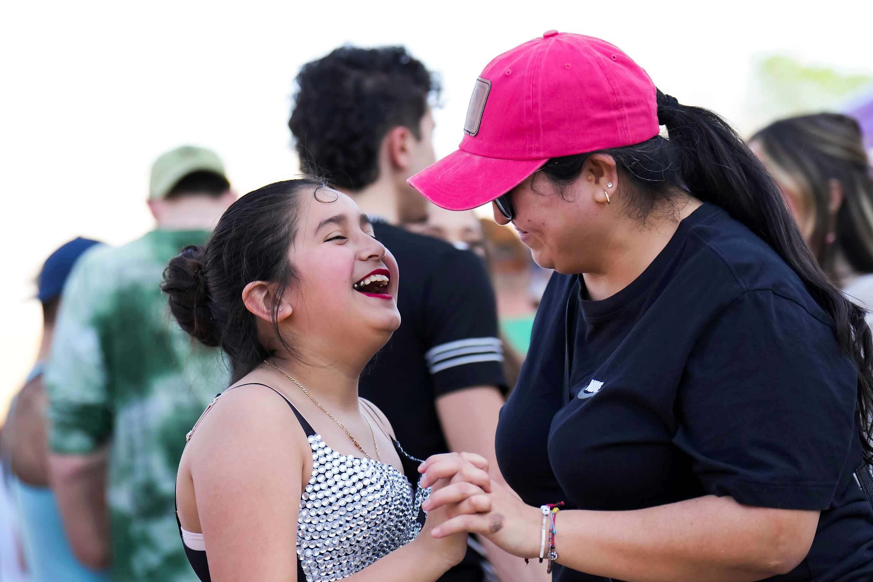 Sesilia Hinojosa, 10, dances with her mother Maria Rizo during the 214Selena celebration,...