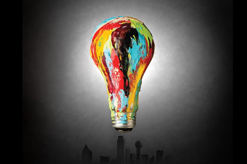 Painted light bulb by Michael Hogue photographed in The Dallas Morning News studio on...