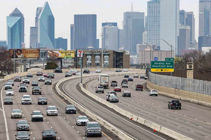 Traffic on Interstate 35E in Dallas on Feb. 25, 2022.