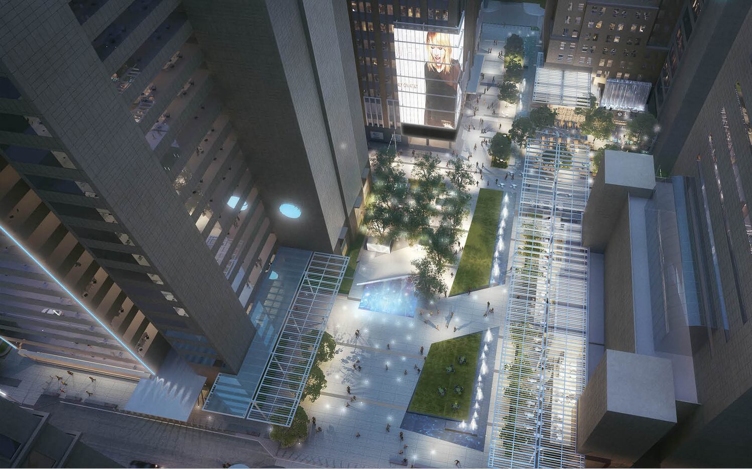 AT&T's new downtown Discovery District will open in late 2019 at Commerce and Akard streets.