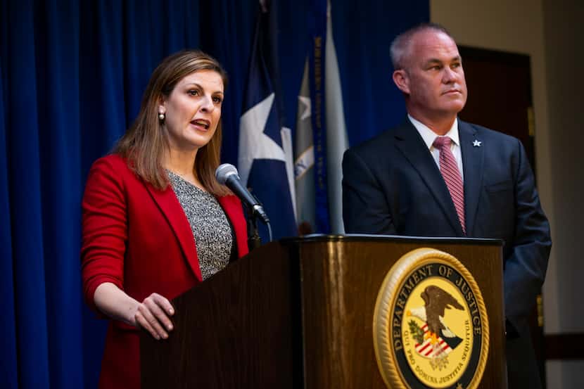 The former U.S. Attorney for the Northern District of Texas, Erin Nealy Cox (left), with ATF...