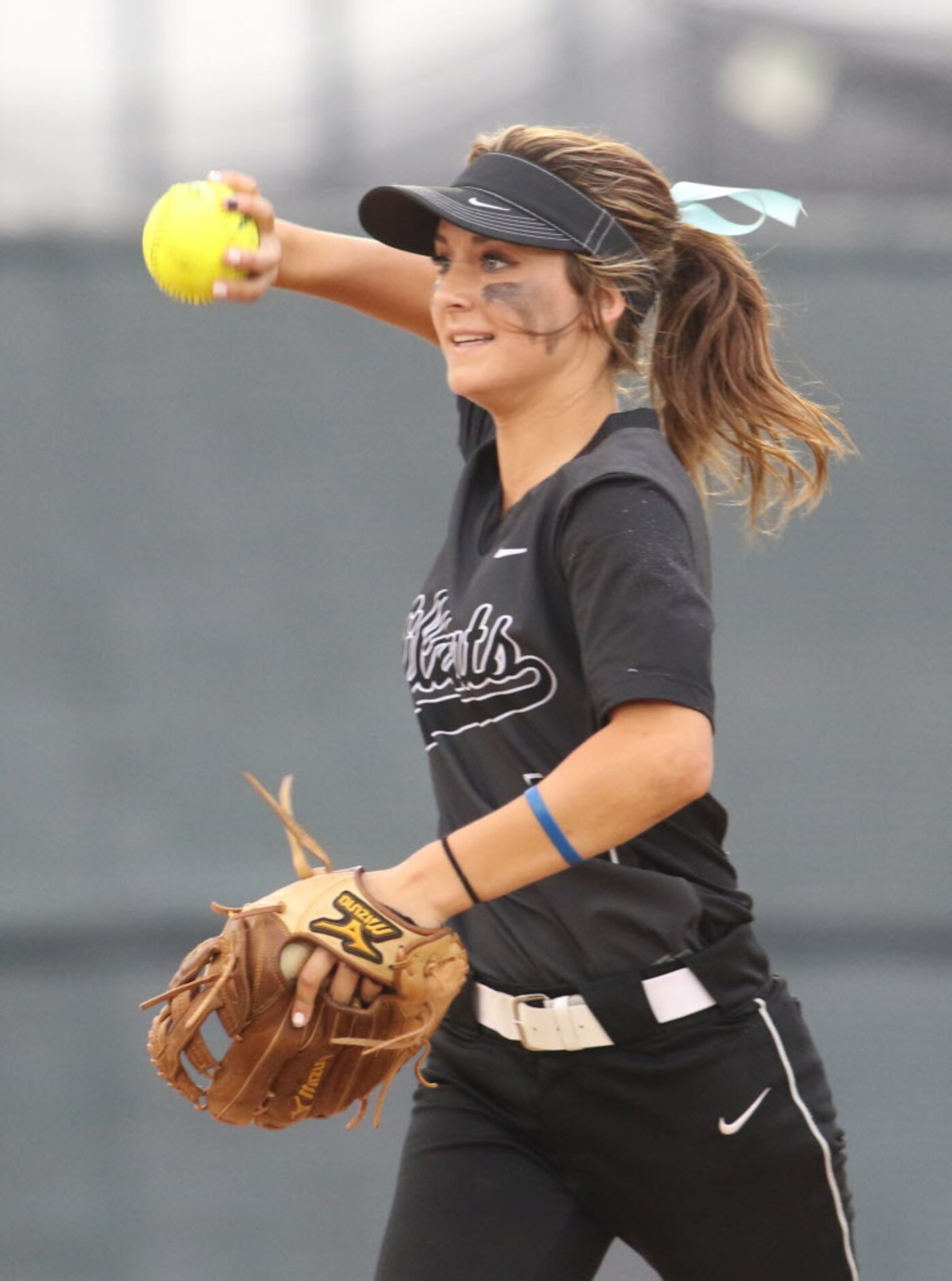 Denton Guyer shortstop Avery Williams (5) returns the ball to the pitcher after pulling in...