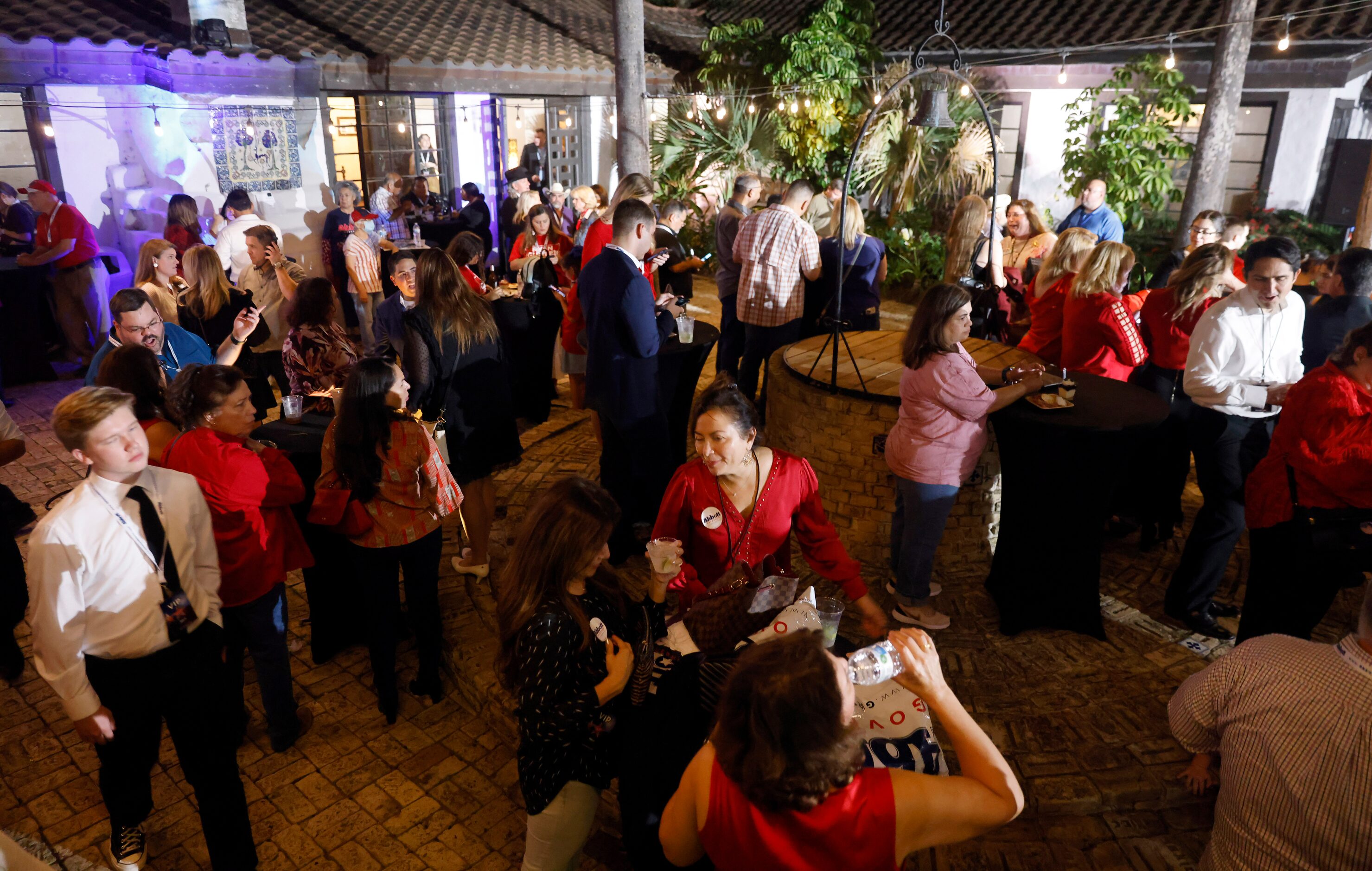 Supporters gathered to hear Texas Governor Greg Abbott deliver a victory speech at his watch...