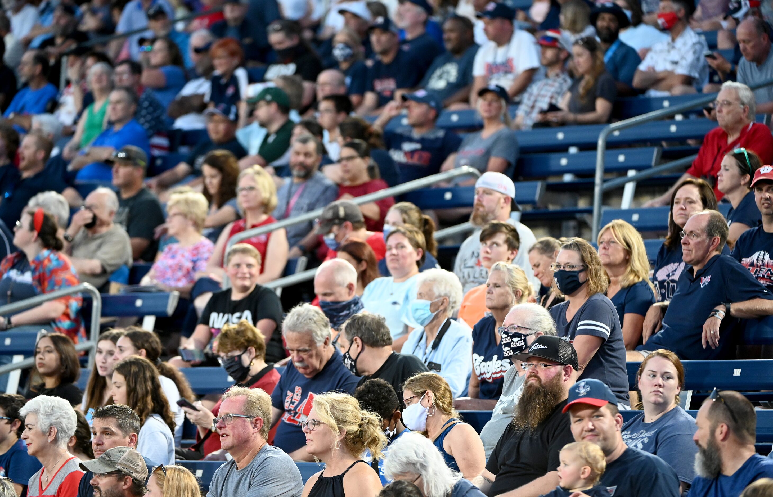 Allen fans watch in the first half during a high school football game between Plano East and...