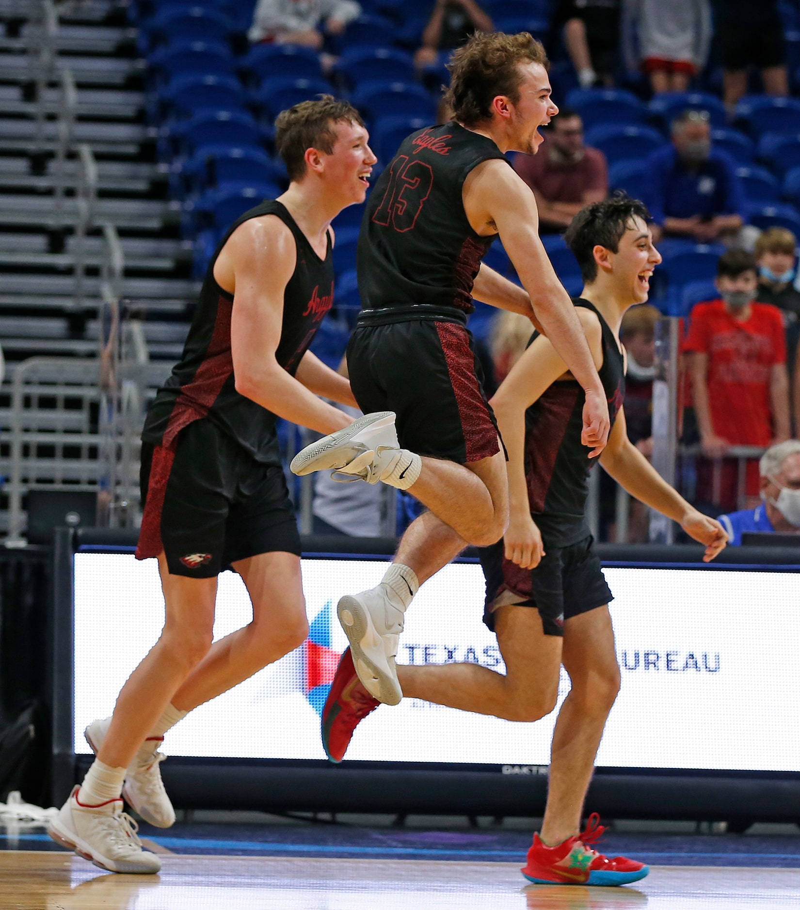 Argyle celebrates at the end of the game after defeating Hargrave. UIL boys Class 4A...