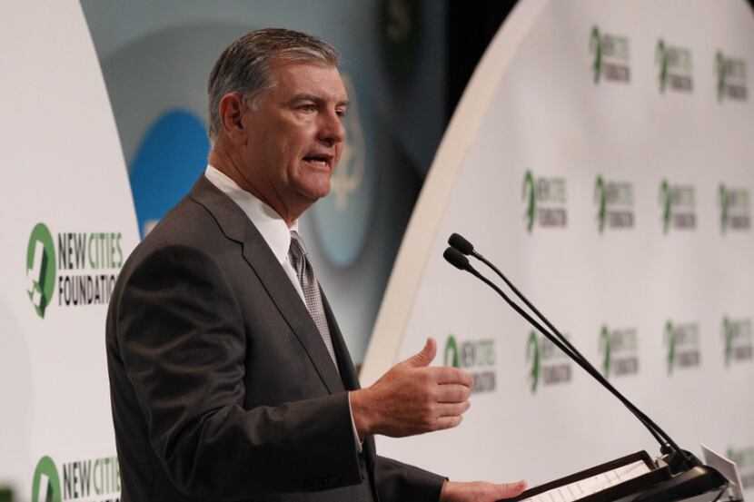 Dallas Mayor Mike Rawlings speaks at New Cities Summit 2014 at the Winspear Opera House in...