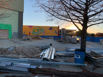 The construction site at The Shops at Willow Bend in West Plano last year as work on a movie...