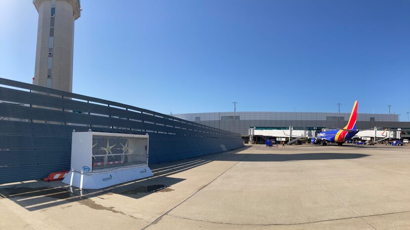 A Jetwind Power Corp. energy pod at Dallas Love Field, now used to power charging stations...