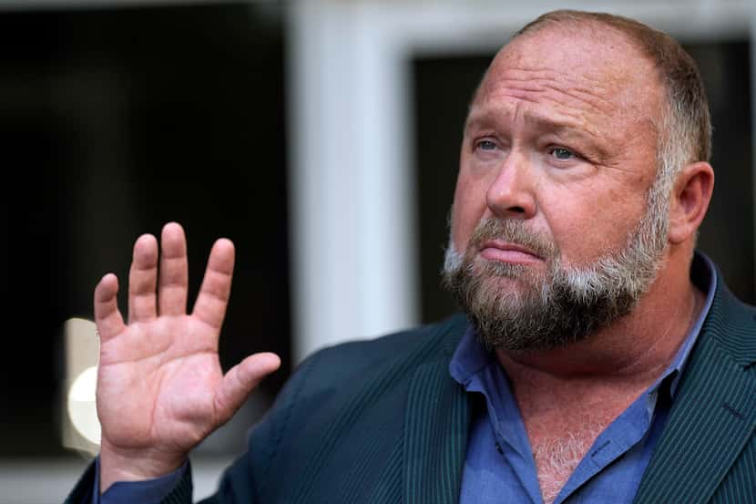Right-wing conspiracy theorist Alex Jones, shown June 14, 2024, in Houston, has about $9...