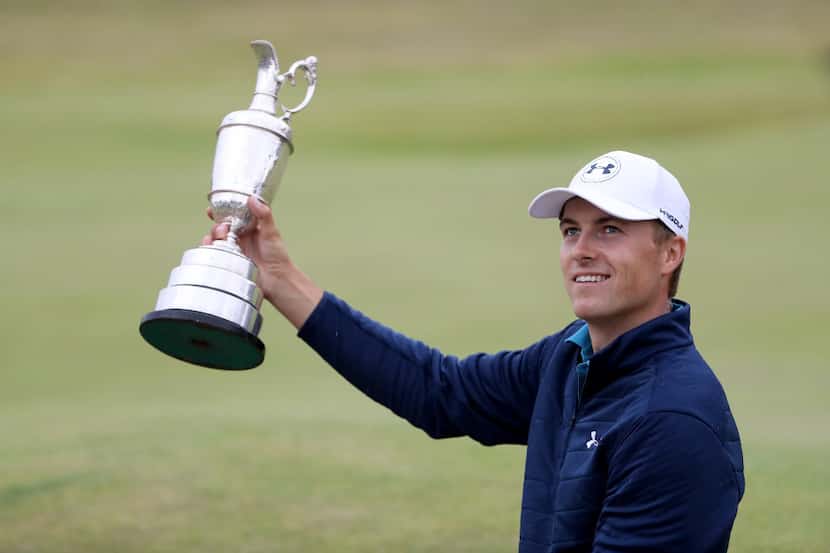 SOUTHPORT, ENGLAND - JULY 23:  Jordan Spieth of the United States celebrates victory as he...