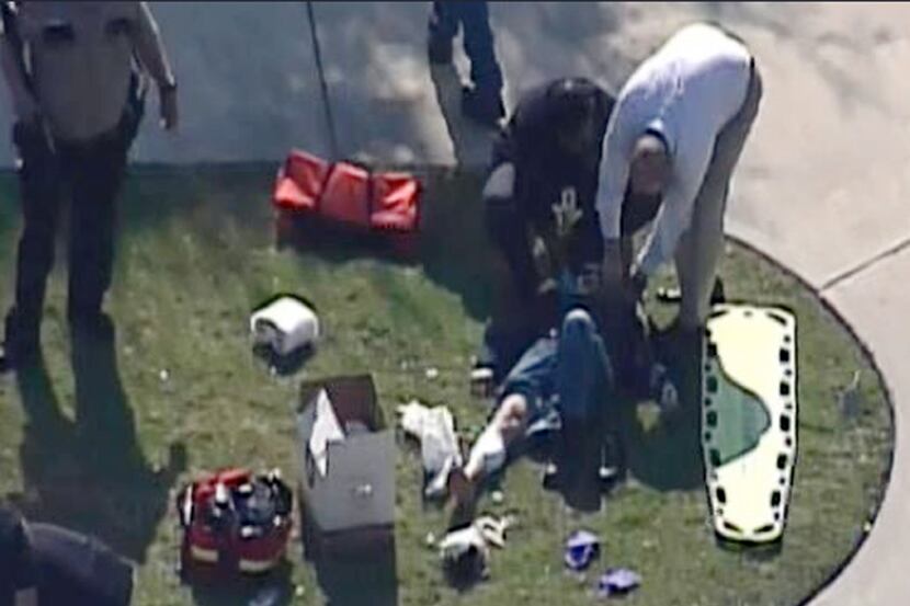 This frame grab provided by KPRC Houston shows the scene at Lone Star College Tuesday, Jan....