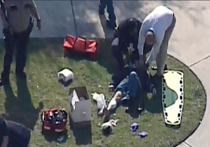 This frame grab provided by KPRC Houston shows the scene at Lone Star College Tuesday, Jan....