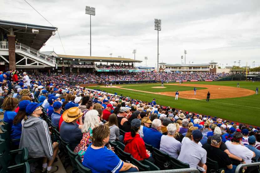 The Texas Rangers took on the Chicago Cubs in a nearly sold out spring training game at the...