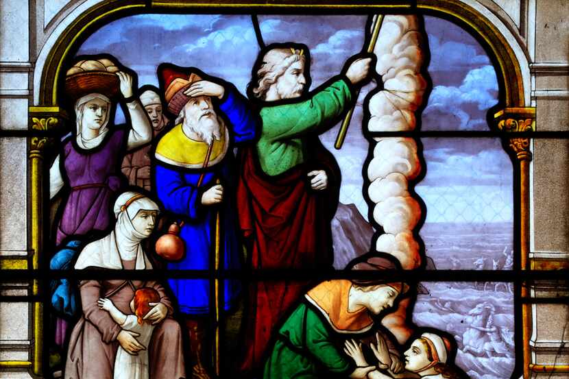 Detail of a stained glass window form 1887 of the church Saint Aignan, Chartres. 