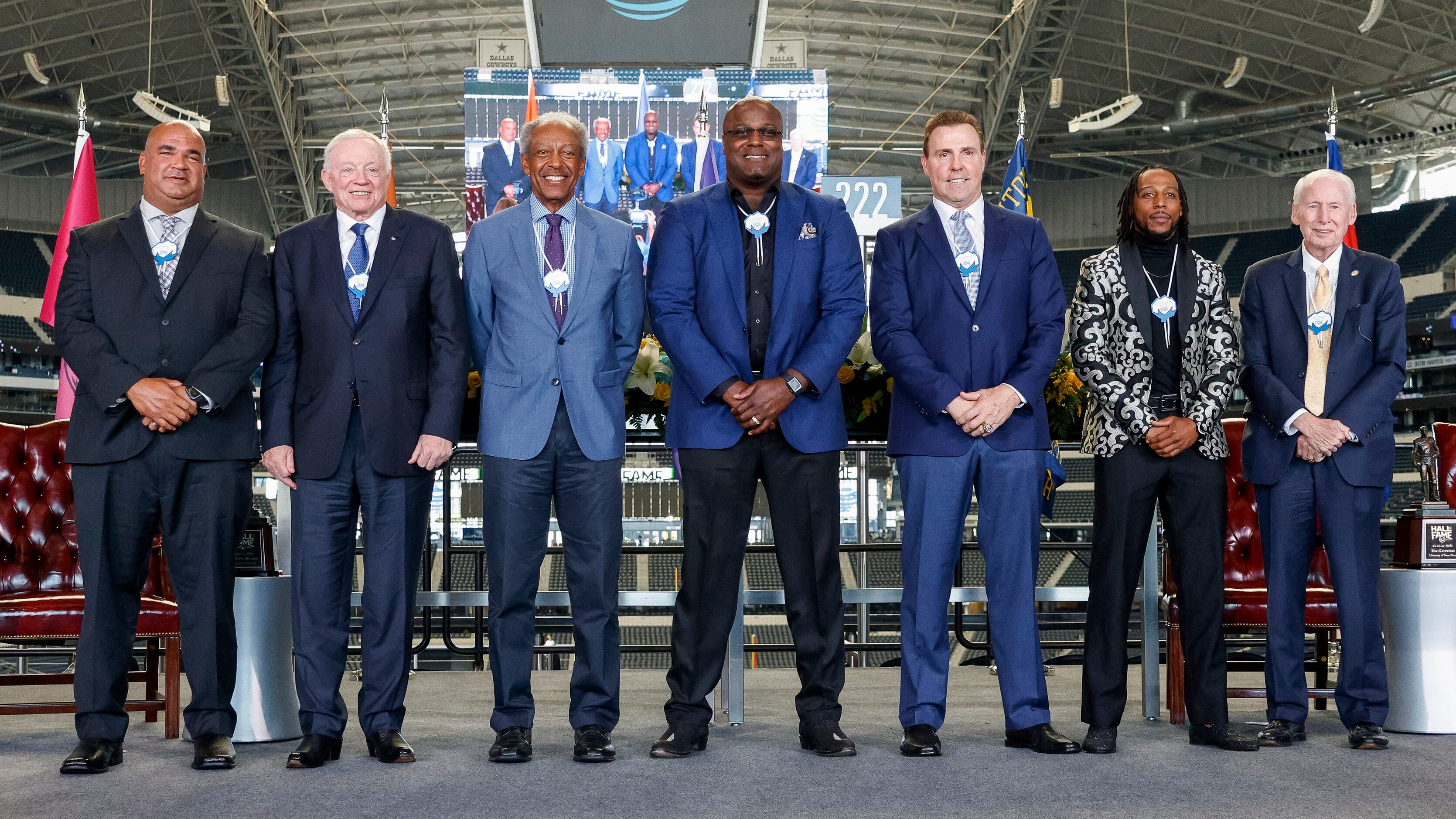 Dallas Cowboys owner Jerry Jones (second from left) poses for a photo with fellow members of...