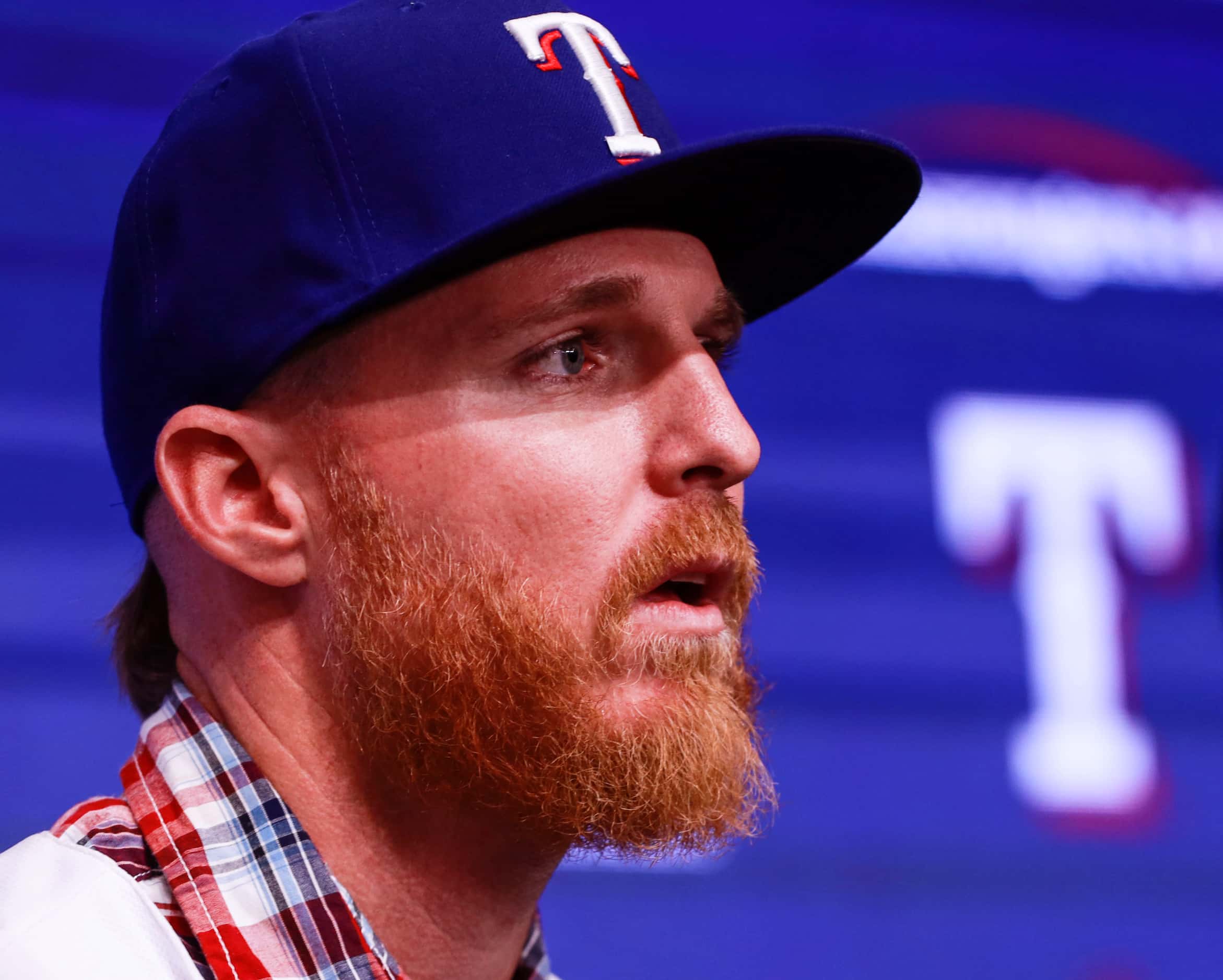 Jon Gray speaks at a news conference at Globe Life Park in Arlington on Wednesday, Dec. 1,...