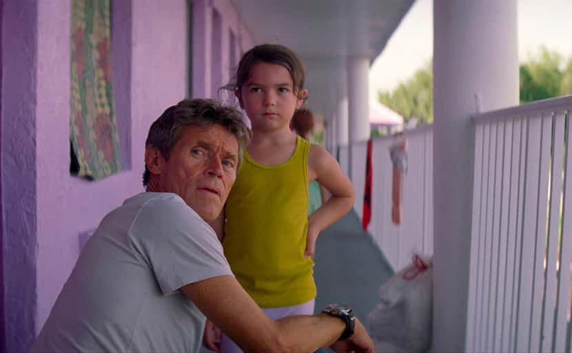 Willem Dafoe, left, the indefatigable moral center of the new movie, The Florida Project,...