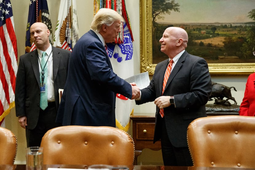 President Donald Trump met with House Ways and Means Committee Chairman Kevin Brady, R-The...