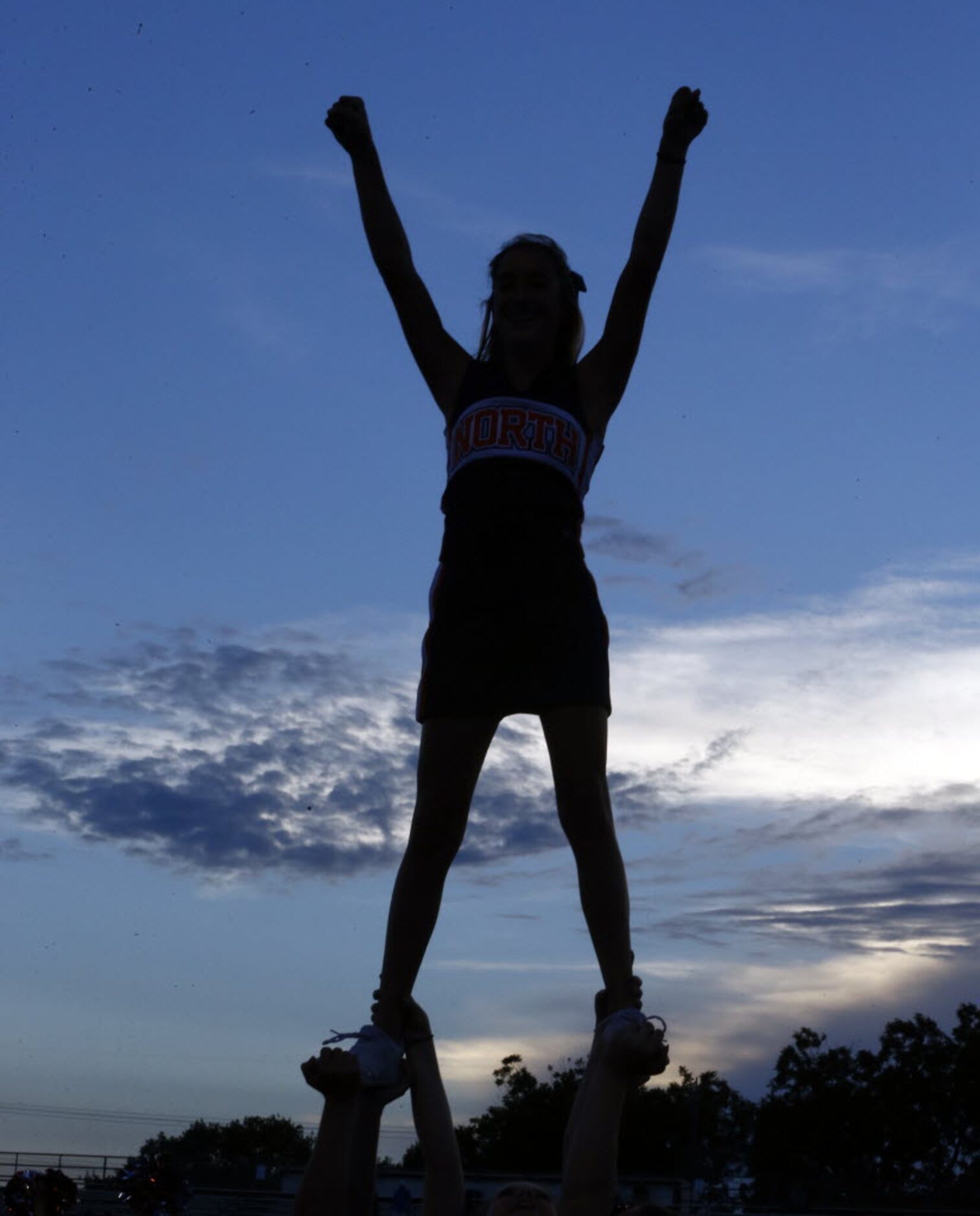 TXHSFB The McKinney North cheerleader performs before their high school football game...