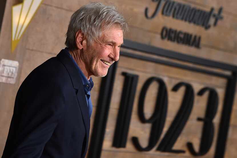 Harrison Ford arrives at the Los Angeles premiere of "1923" at American Legion Hollywood...
