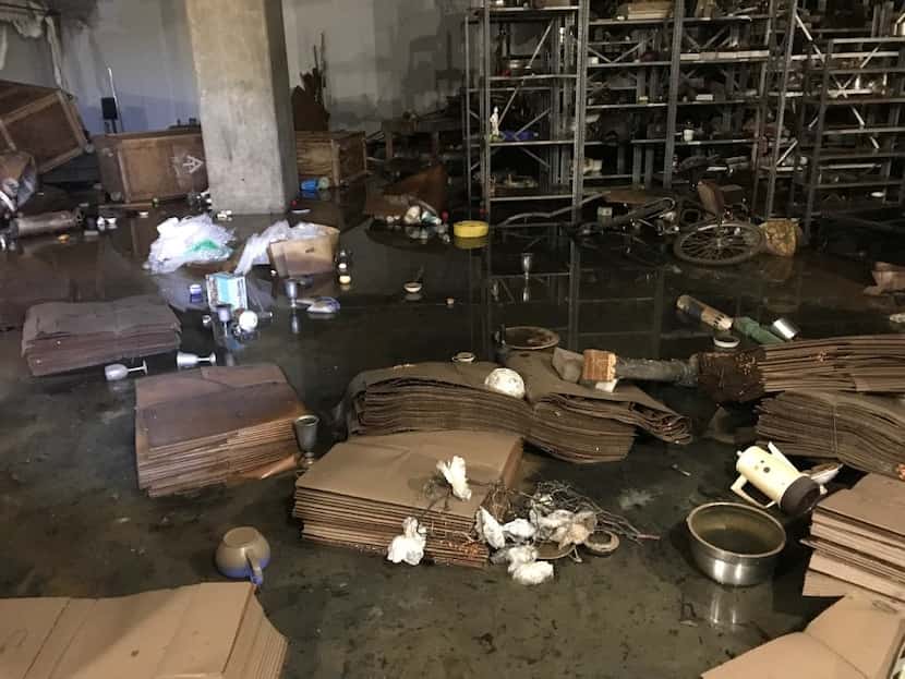 This is the damaged prop room in the Alley Theatre.