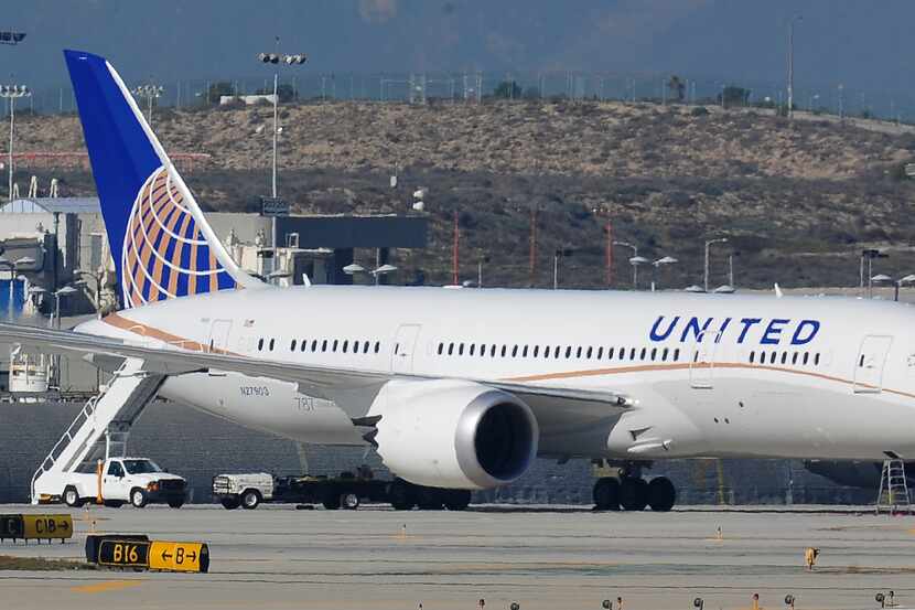 A  United Boeing 787 Dreamliner is seen on the tarmac at Los Angeles International Airport...